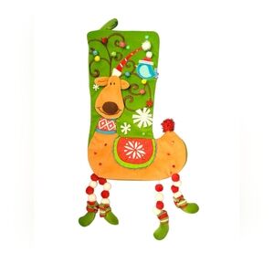 Pier 1 Green and Orange Reindeer Stocking